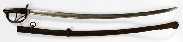 MANSFIELD & LAMP STYLE CIVIL WAR SWORD: MANSFIELD & LAMP STYLE CIVIL WAR SWORD, L 35":Accompanied by a custom scabbard.
