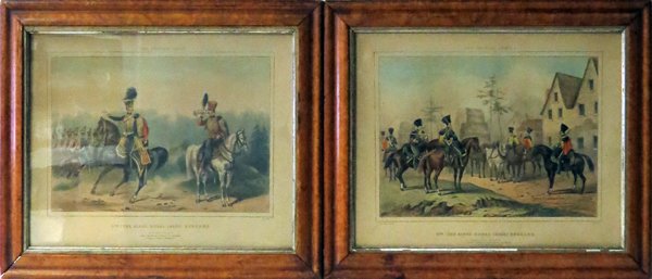 AFTER M.A. HAYES ENGLISH MILITARY PRINTS TWO: AFTER M.A. HAYES, ENGLISH MILITARY PRINTS, TWO, H 15" W 18":Both entitled "The British Army: 8th (The King's Royal Irish) Hussars", including one scene of "Marching Order", plate 3; together with one 