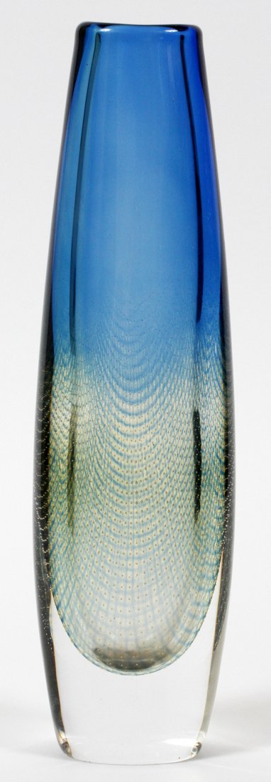 SVEN PALMQUISTFOR ORREFORS ART GLASS VASE: SVEN PALMQUIST (1906-1984) FOR ORREFORS ART GLASS VASE, H 12 1/2":Signed at underside (see additional photo). Sven Palmquist, Swedish, 1906-1984.