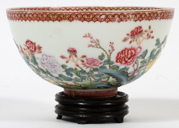 CHINESE PORCELAIN BOWL: CHINESE PORCELAIN BOWL, H 2 3/4", DIA 5":Eggshell, six-character mark underneath (see additional photo).