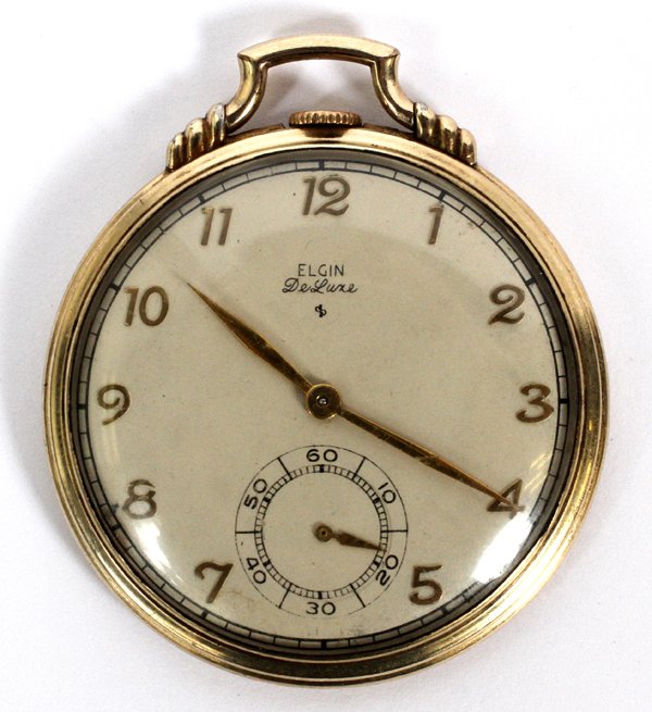ELGIN DELUXE 10KT GOLD FILLED POCKET WATCH 1945