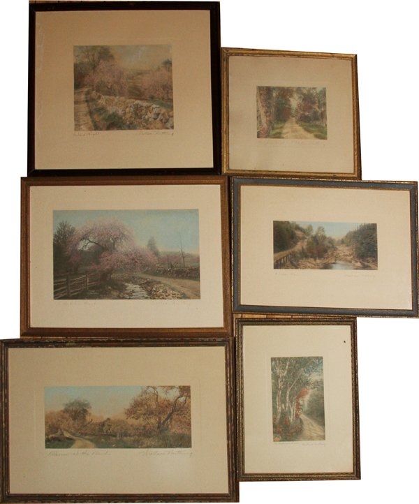 WALLACE NUTTING PRINTS SIX: WALLACE NUTTING PRINTS, SIX, "ROADS":Collection of seven prints depicting roads. All are individually ink signed by Nutting. All are framed.