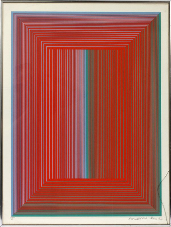 RICHARD ANUSZKIEWICZ SILKSCREEN: RICHARD ANUSZKIEWICZ, SILKSCREEN, 26" X 19", "VI":Signed and dated lower right. 1972. #83/200