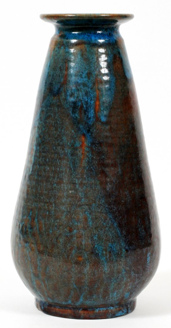 PEWABIC POTTERY VASE: PEWABIC POTTERY VASE, H 13", DIA 6":Impressed "Pewabic Detroit" mark underneath (see photo). Measures H.13 1/4", Dia.6".