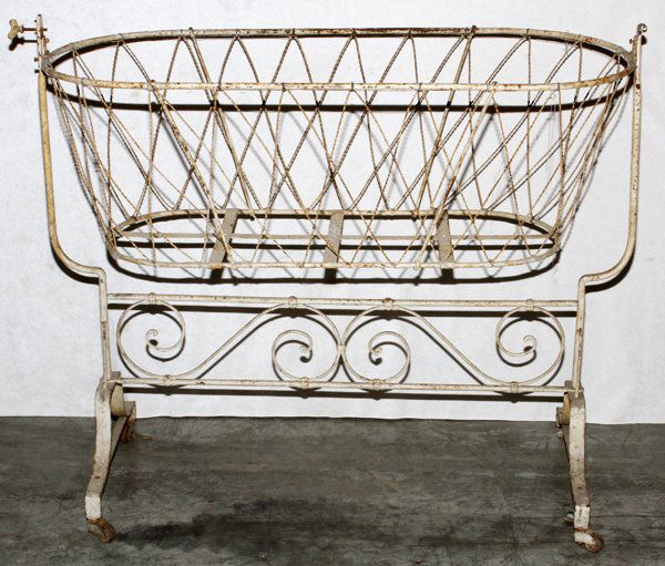 WROUGHT IRON ROCKING CRADLE 19TH C.