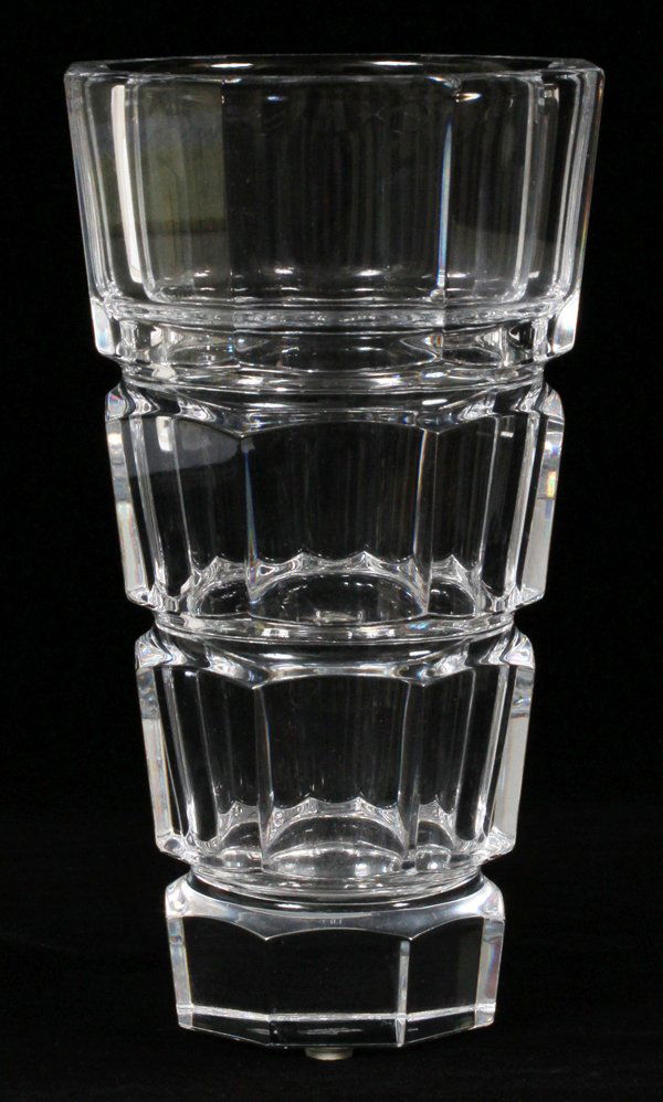 SEVRES FRENCH CRYSTAL VASE: SEVRES, FRENCH CRYSTAL VASE, H 3 /4", DIA 4 3/4":Signed.