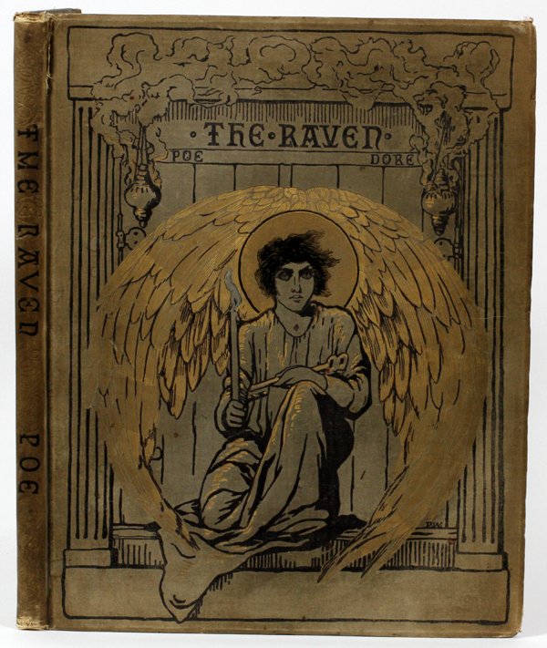 EDGAR ALLAN POE THE RAVEN ILLUSTRATED BY DORE 1884: EDGAR ALLAN POE, "THE RAVEN", ILLUSTRATED BY DORE, 1884:Cloth hard bound book, illustrated by Gustave Dore, with comment by Edmund C. Stedman, Harper & Brothers, Publishers, New York, 1884. Measuring