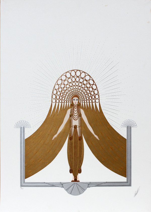 ERTE SERIGRAPH ON PAPER: ERTE [RUSSIAN, 1892-1990], SERIGRAPH ON PAPER, H 24 1/4" W 34", "CIRCE":Romain (Erte) De Tirtoff [Russian, 1892-1990]. Circe from the Myths Suite. Pencil signed at the lower right, edition number 94/3