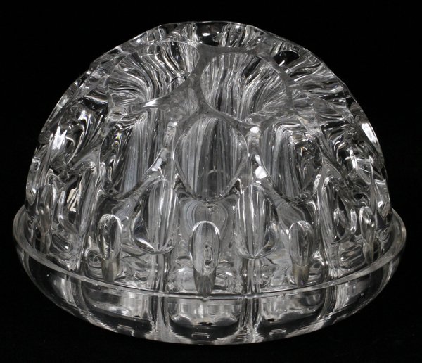 VICTORIAN BLOWN GLASS FLOWER ARRANGER: VICTORIAN BLOWN GLASS FLOWER ARRANGER, H 5", DIA 7":Hand blown.