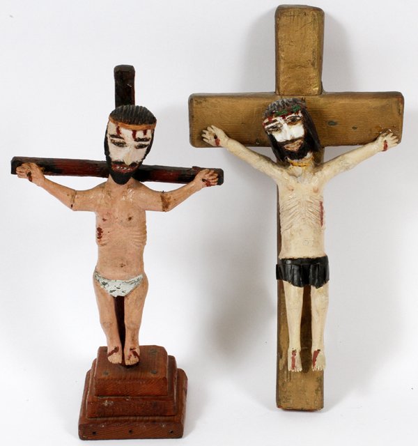 JOHN WASILEWSKI UNIQUE FOLK ART STYLE WORKS, 6 PCS: JOHN WASILEWSKI UNIQUE FOLK ART STYLE WORKS, 6 PCS: Including two crucifixes.