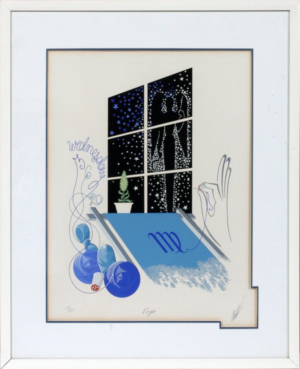 ERTE SILKSCREEN: ERTE (RUSSIAN/FRENCH 1892-1990), SILKSCREEN, H 19", W 14", "VIRGO":#281/350; pencil signed and titled; framed.