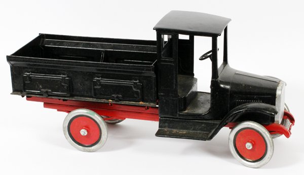 'BUDDY L' METAL COAL TRUCK: 'BUDDY L', METAL COAL TRUCK, H 12.5", L 24":The coal truck has an angled rear compartment with two doors on each side.