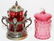 VICTORIAN CRANBERRY GLASS JARS LATE 19TH C. TWO