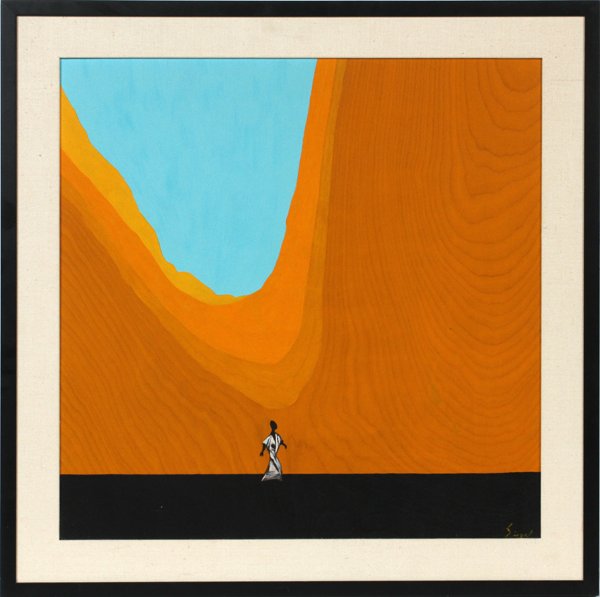BILL SIEGEL ACRYLIC ON WOOD: BILL SIEGEL ACRYLIC ON WOOD, H 27" L 28", "SHADOWED SAND DUNE":William Siegel [American 20th C.]. Signed lower right matted and framed. Titled on verso.