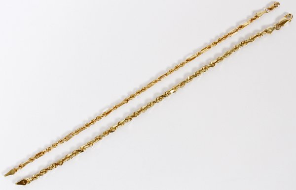14KT YELLOW GOLD CHAIN LINK BRACELETS TWO: 14KT YELLOW GOLD CHAIN LINK BRACELETS, TWO, L 8":Totaling approximately 12 grams. For a high resolution photo CLICK HERE