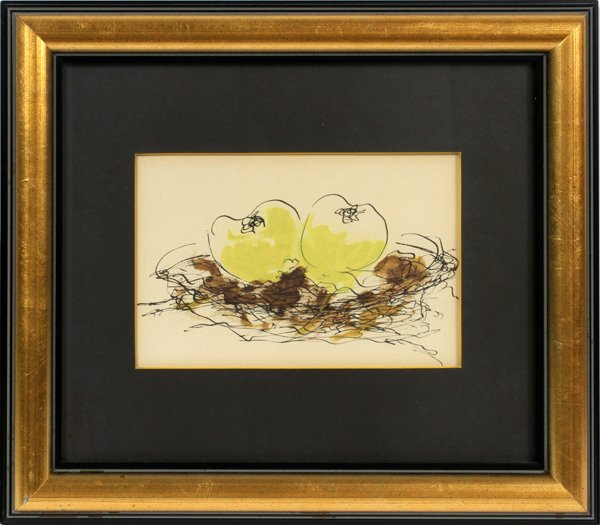 GEORGES BRAQUE LITHOGRAPH: GEORGES BRAQUE, LITHOGRAPH, APPLES" 5 3/4 X 8 1/4":From Le Solitaire ed. 900. From London Grafica Arts. Size is visible paper size. Not signed. For a high resolution photo