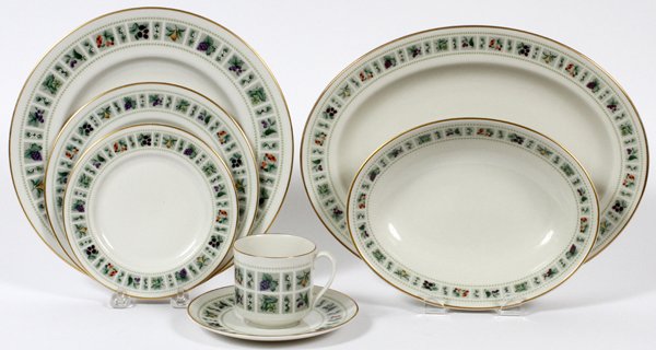 ROYAL DOULTON 'TAPESTRY' DINNER SERVICE C1966 48 PC: ROYAL DOULTON 'TAPESTRY' PATTERN, PORCELAIN DINNER SERVICE, C1966, 48 PCS.:Includes nine dinner plates, 10 1/2" Dia., ten salad plates, 8" Dia., ten bread and butter plates, 6 1/2" Dia., eight cups, n