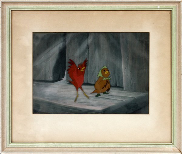 DISNEY CARTOON ANIMATION CEL: DISNEY CARTOON ANIMATION CELL H 8.25", W 11.25":Disney animation cell from Snow White.