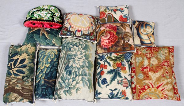 COLLECTION OF NEEDLEPOINT & TAPESTRY CUSHIONS 11 PC: COLLECTION OF NEEDLEPOINT & TAPESTRY CUSHIONS, ELEVEN PIECES:Including four loose cushions, one in needlepoint, and the other in tapestry designs.