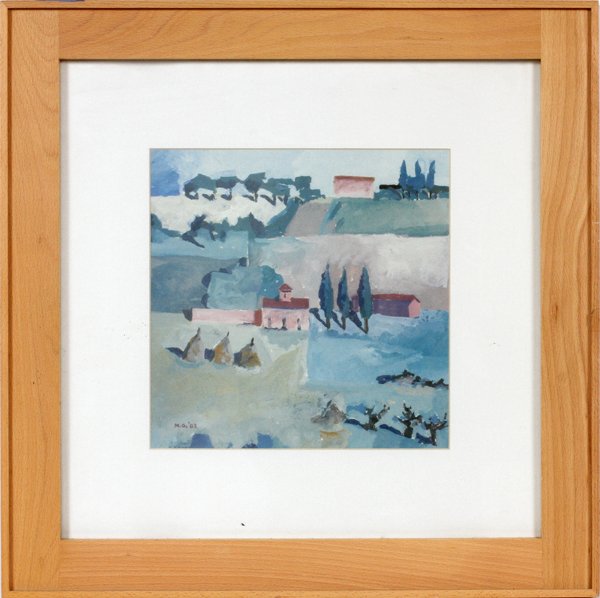 MICHAEL GRAVES PRINT 1970: MICHAEL GRAVES [AMERICAN, B. 1952], PRINT, 1970, H 9" W 9", HILLY LANDSCAPE:Signed and dated in '83 in plate at the lower left.