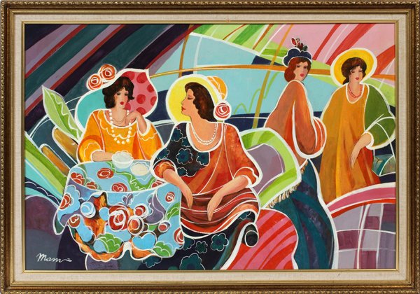 ISAAC MAIMON ACRYLIC ON CANVAS: ISAAC MAIMON (ISRAEL, B. 1951), ACRYLIC ON CANVAS, H 24", W 36":Signed lower left. Framed.