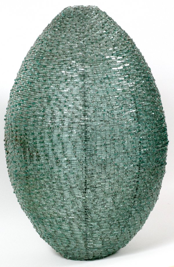 HERB BABCOCK ART GLASS SCULPTURE 20TH C.: HERB BABCOCK ART GLASS SCULPTURE, 20TH C., H 29" DIA 18", FOR CRANBROOK:Herb Babcock for Cranbrook art glass sculpture, having a glass and wire construction, measuring H. 29" x 18".