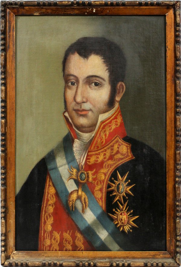SPANISH OIL ON CANVAS C. EARLY 20TH C.: SPANISH OIL ON CANVAS, C. EARLY 20TH C., H 22", W 14" "PORTRAIT OF FERDINAND VII" (KING OF SPAIN):Unsigned; framed.
