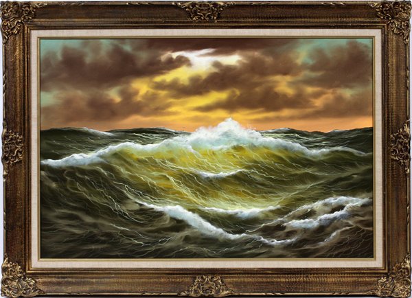 JAN VAN DER HOOP OIL ON CANVAS: JAN VAN DER HOOP, OIL ON CANVAS, H 24", L 36", SEASCAPE:Circa 1960. For a high resolution photo CLICK HERE