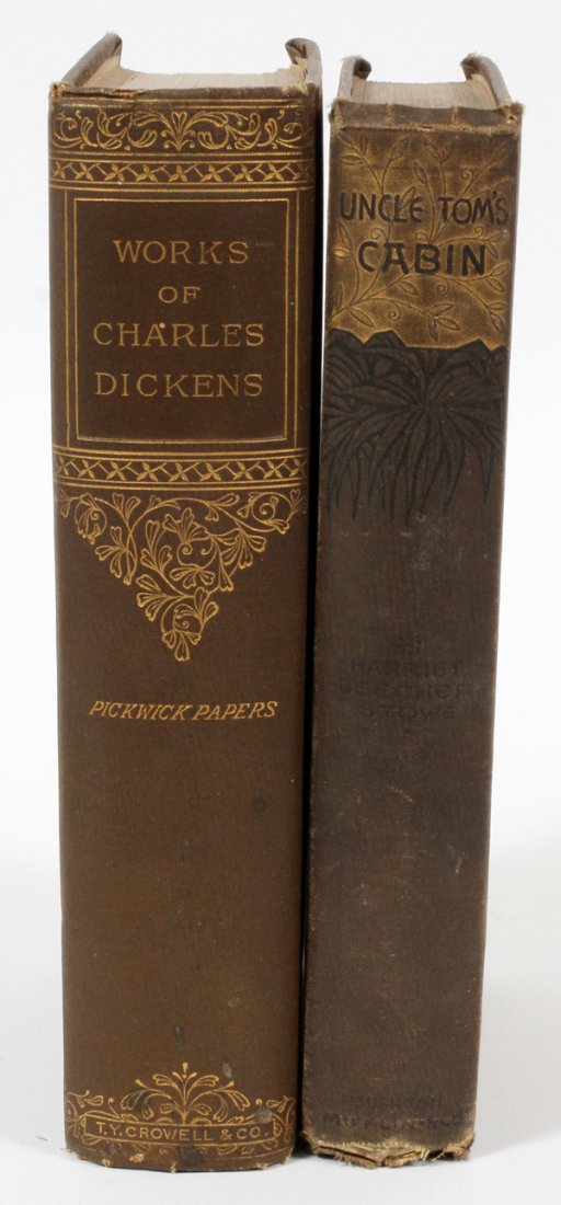 UNCLE TOMS CABIN & WORKS OF CHARLES DICKENS TWO: UNCLE TOMS CABIN & WORKS OF CHARLES DICKENS, TWO:Uncle Toms Cabin, by Harriet Beecher Stowe, 1888. The Pickwick Papers, by Charles Dickens, Volume I. For a high resolution photo