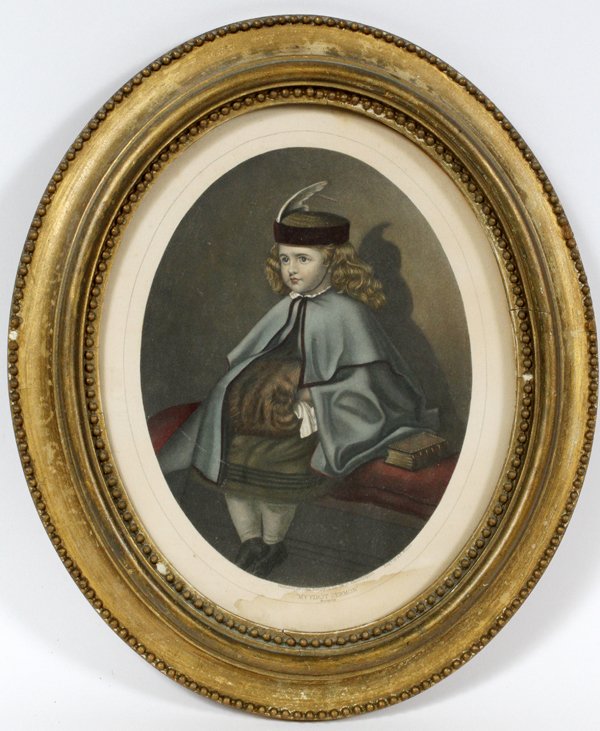 A.B. WALTER COLOR ENGRAVING: A.B. WALTER COLOR ENGRAVING, 13" X 11", 'MY 1ST SERMON':Engraved Picture of a Young Seated Girl and with a Bible. Published by John Damty, 31 So. 6th, Street, Philadelphia. - Eng'd By, A. B. Walter. -