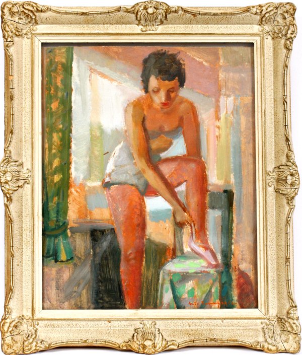 ERIC PEHAP ACRYLIC ON PAPER: ERIC PEHAP, ACRYLIC ON PAPER H 19" W 15" BALLET DANCER:Signed and dated lower right Born in Estonia in 1912. For a high resolution photo CLICK HERE