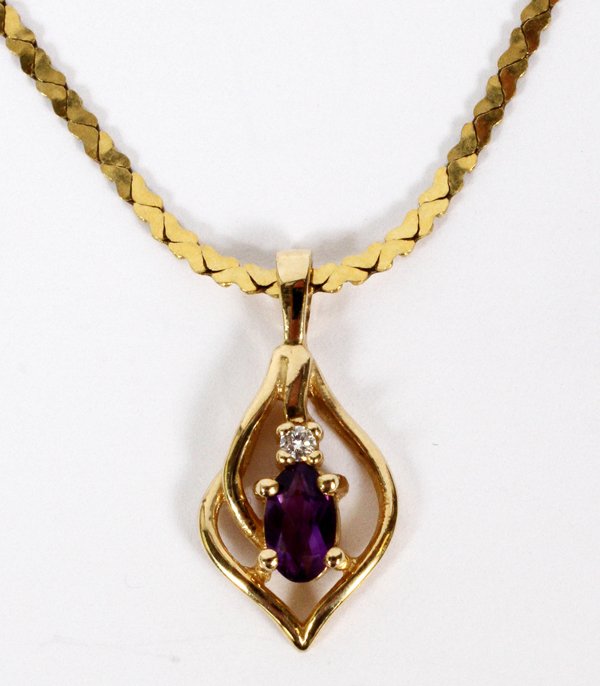 LADY'S 14KT GOLD & AMETHYST PENDANT & NECKLACE (1 of 1)