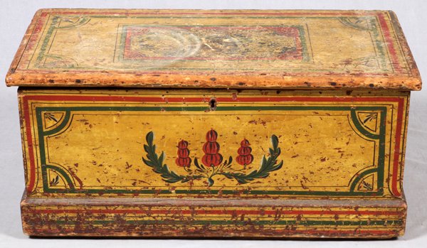 HAND-PAINTED CEDAR LINED OAK BLANKET CHEST (1 of 2)