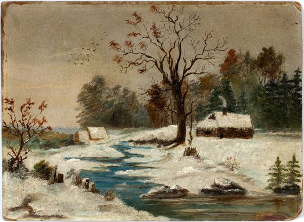 UNSIGNED OIL ON BOARD STREAM SCENE C 1920 (1 of 2)