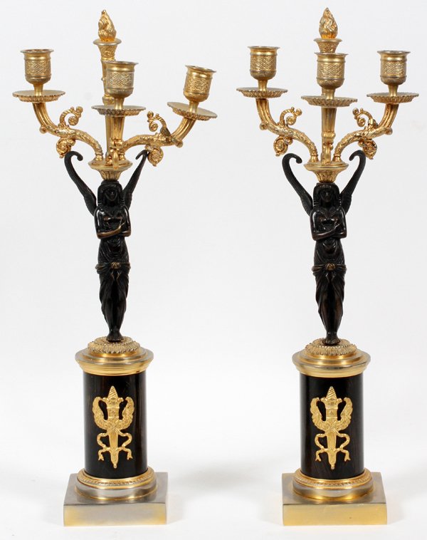 FRENCH EMPIRE STYLE FIGURAL CANDELABRA (1 of 2)
