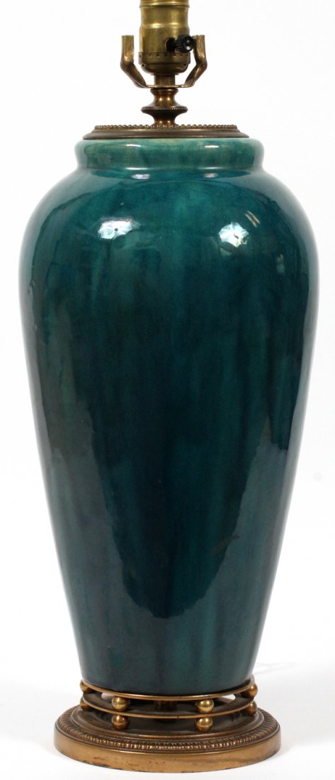 FRENCH GLAZED POTTERY LAMP (1 of 2)