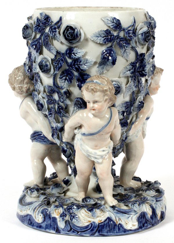 DRESDEN PORCELAIN VASE W/ CHERUBS (1 of 2)