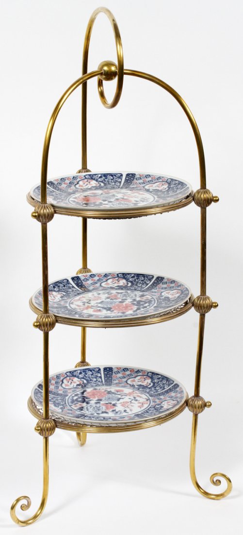 GEORGIAN BRASS THREE-TIER MUFFIN STAND (1 of 4)
