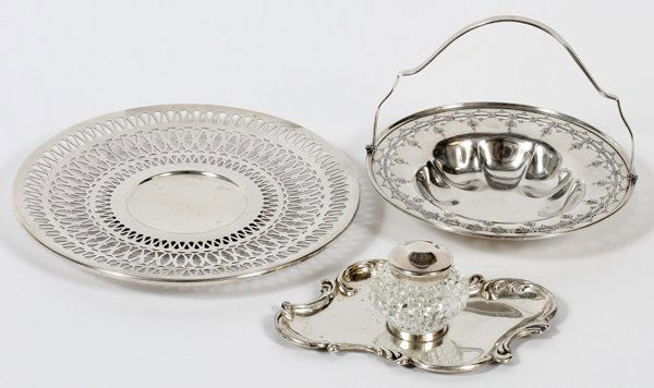 AMERICAN STERLING CAKE PLATE BASKET & INKSTAND (1 of 2)