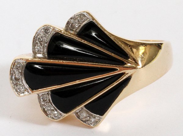 14KT YELLOW GOLD ENAMEL & DIAMOND RING (1 of 2)