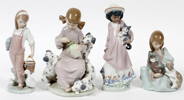 LLADRO PORCELAIN FIGURES OF GIRLS & ANIMALS FOUR (1 of 2)