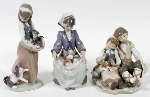LLADRO PORCELAIN FIGURES W/ ANIMALS THREE (1 of 2)