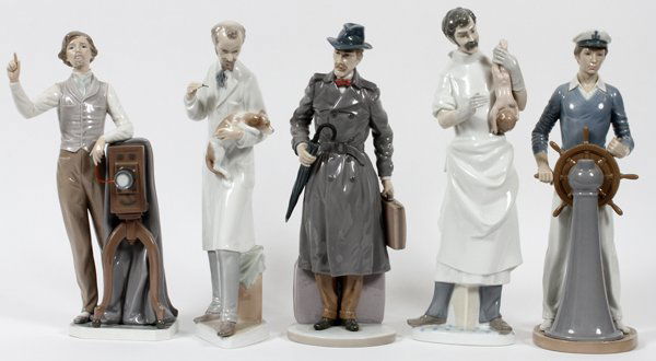 LLADRO PORCELAIN FIGURES OF MEN FIVE (1 of 2)
