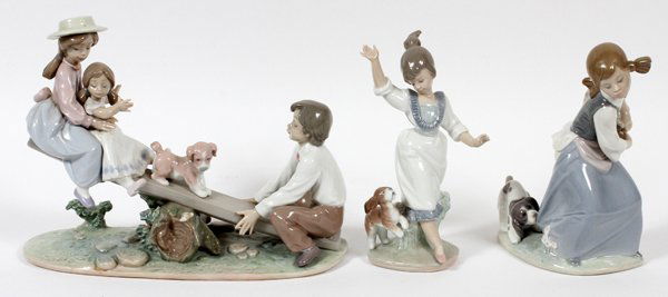 LLADRO PORCELAIN FIGURES W/ DOGS THREE (1 of 2)