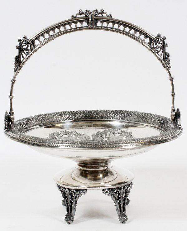 WEBSTER & BRO. WHITE METAL CAKE BASKET C. 1880 (1 of 3)