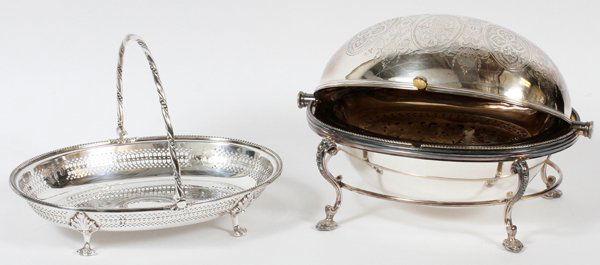 SHEFFIELD SILVERPLATE ENTRÉE SERVER & BASKET (1 of 1)