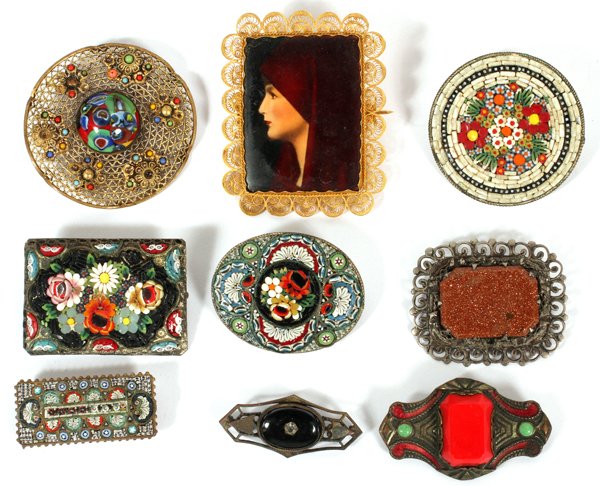 ITALIAN MICROMOSAIC & OTHER BROOCHES (1 of 1)