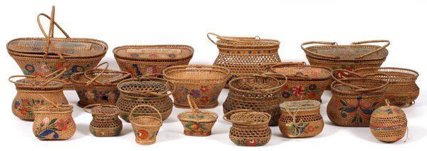 JAPANESE WOVEN BASKET COLLECTION 19 PIECES (1 of 3)