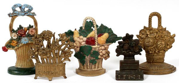 CAST IRON FLORAL & FRUIT DOORSTOPS FIVE (1 of 2)