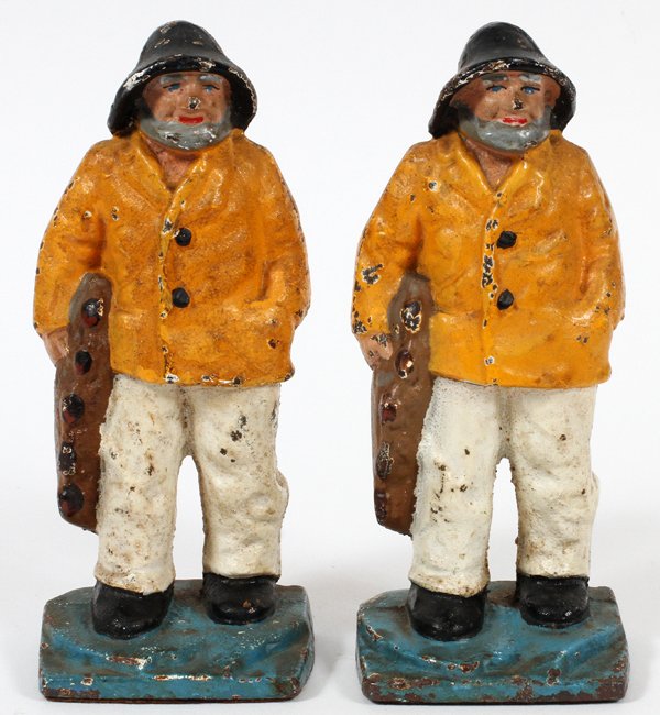 CAST IRON FISHERMEN C. 1900 TWO (1 of 2)